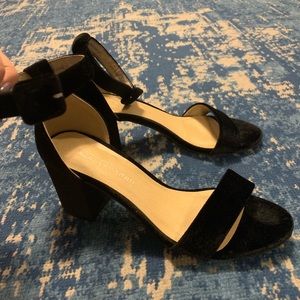 Velvet block heels